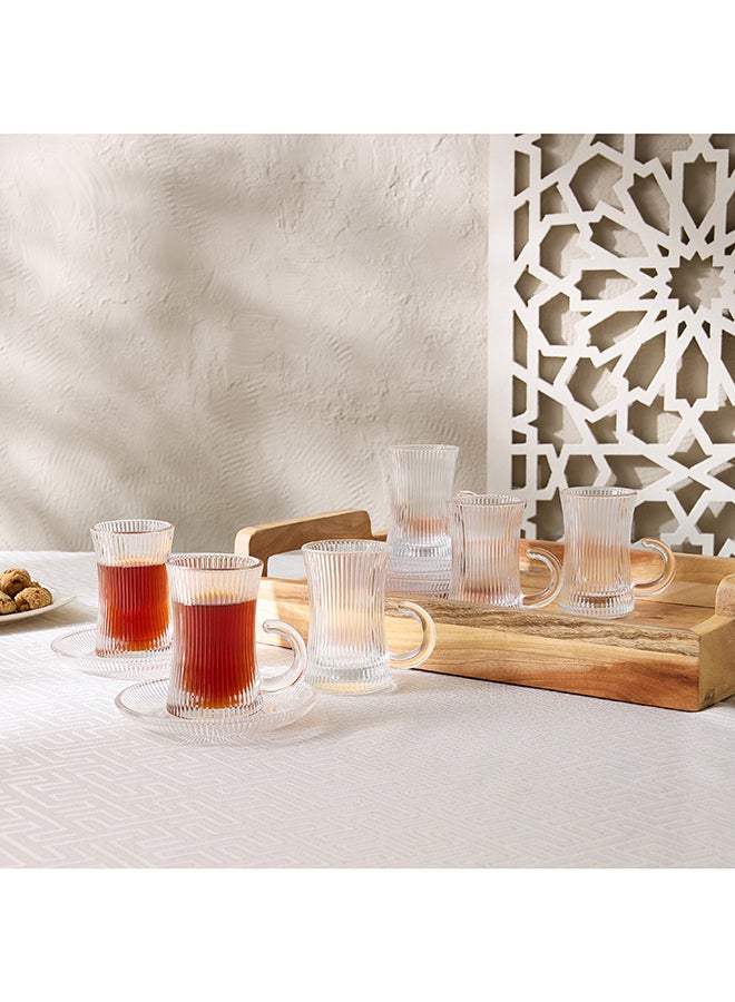 Home Box Ribbed Glass Cup and Saucer Set for Home - Image 1